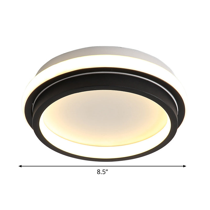 Minimalist LED Ceiling Mount Lamp Iron Black and White Square/Round Small Flush Light in Warm/White Light with Recessed Diffuser Clearhalo 'Ceiling Lights' 'Close To Ceiling Lights' 'Close to ceiling' 'Flush mount' Lighting' 1458905