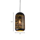 Black Laser-Cut Wintermelon Pendant Light Loft Style Metal 1-Light 4"/8" Wide Bistro Suspension Lamp Clearhalo 'Ceiling Lights' 'Pendant Lights' 'Pendants' Lighting' 1458979