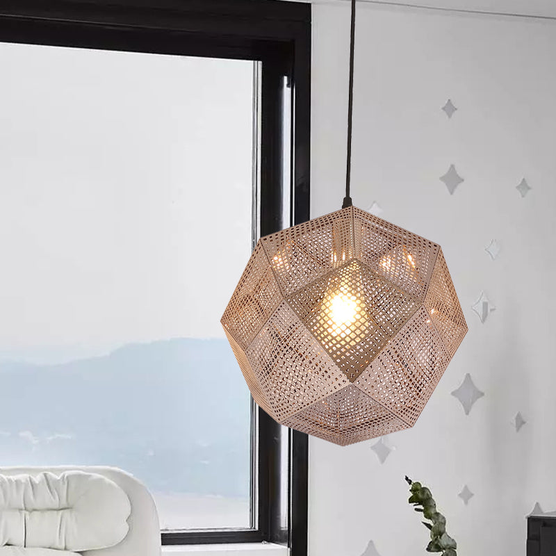 10"/12.5" W 1 Bulb Pendant Lighting Retro Mesh Globe Stainless Steel Pendulum Light in Chrome/Gold with Splice Design Clearhalo 'Ceiling Lights' 'Pendant Lights' 'Pendants' Lighting' 1458999