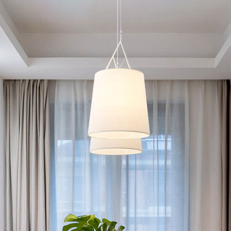 Hand Sewn Fabric Conic Pendant Lamp Nordic Single Black/White Hanging Ceiling Light with Twig Arm Clearhalo 'Ceiling Lights' 'Modern Pendants' 'Modern' 'Pendant Lights' 'Pendants' Lighting' 1459155