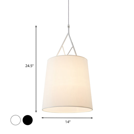 Hand Sewn Fabric Conic Pendant Lamp Nordic Single Black/White Hanging Ceiling Light with Twig Arm Clearhalo 'Ceiling Lights' 'Modern Pendants' 'Modern' 'Pendant Lights' 'Pendants' Lighting' 1459157