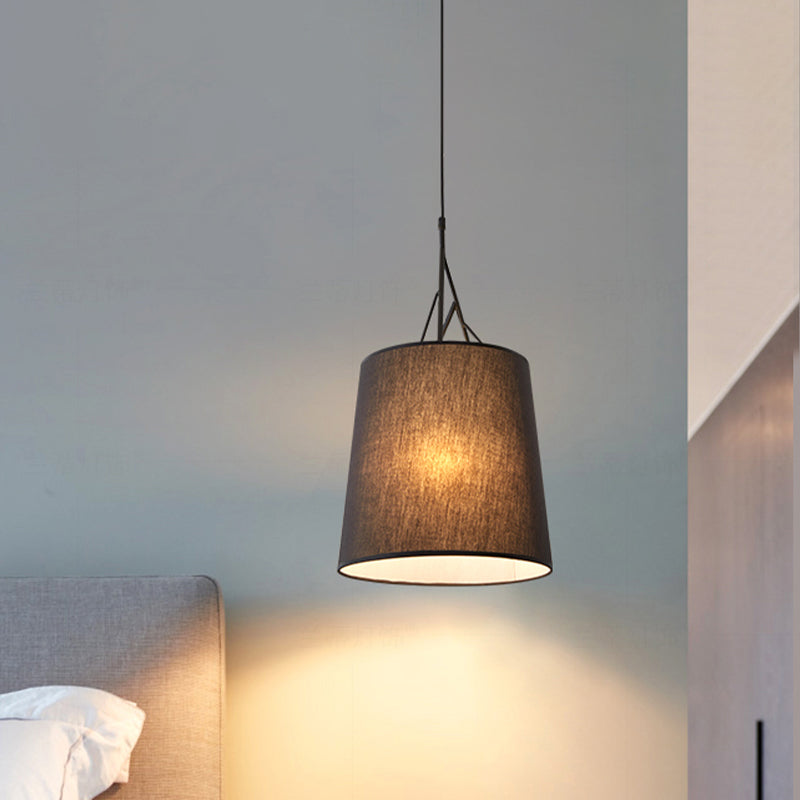 Hand Sewn Fabric Conic Pendant Lamp Nordic Single Black/White Hanging Ceiling Light with Twig Arm Clearhalo 'Ceiling Lights' 'Modern Pendants' 'Modern' 'Pendant Lights' 'Pendants' Lighting' 1459159