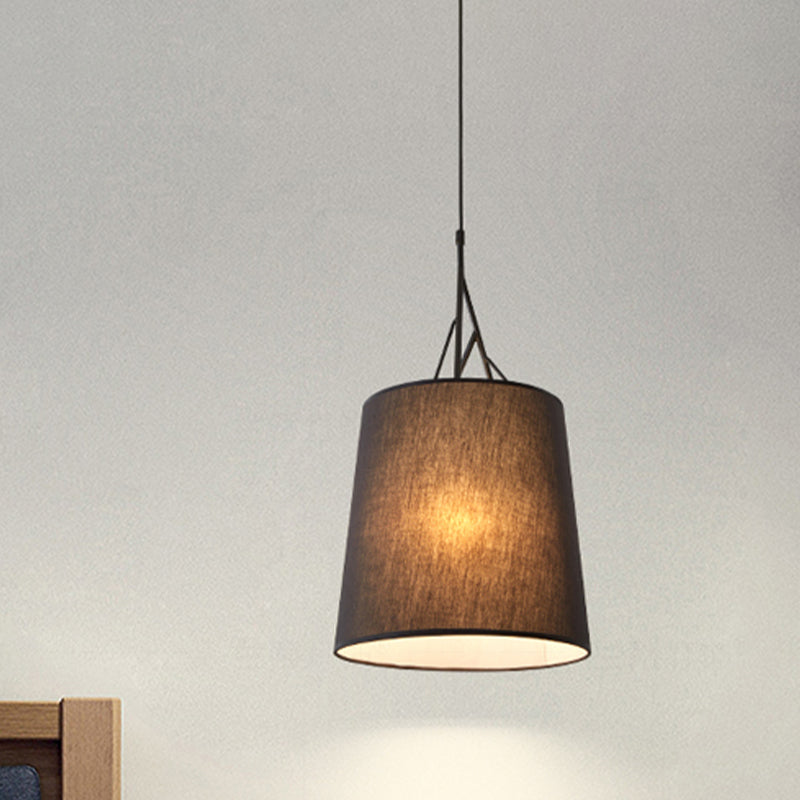 Fabric Pendant Light Fixture 1 Head Modernist Pendant Light in Black/White for Bedroom Clearhalo 'Ceiling Lights' 'Hogar' 'Iluminación' 'Lámparas Colgantes' 'Lámparas de Techo' 1459160_bf925b00-769a-4aa4-b7cd-322be49dbf0b