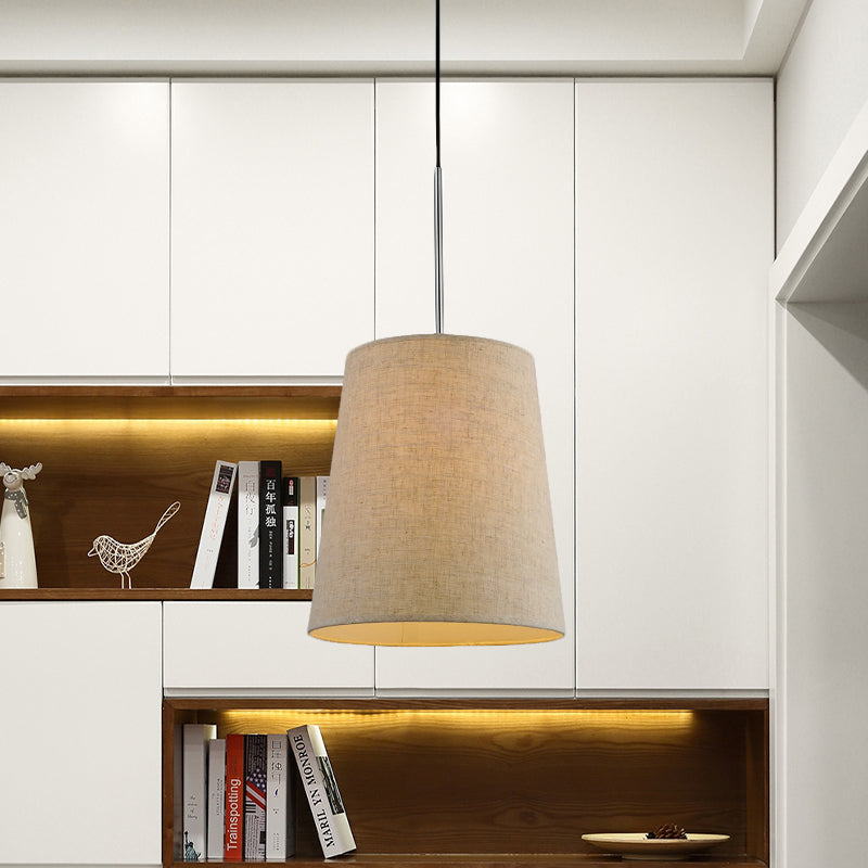 Minimalist 1-Light Drop Pendant Flaxen Tapering Pendulum Light with Fabric Lamp Shade Clearhalo 'Ceiling Lights' 'Modern Pendants' 'Modern' 'Pendant Lights' 'Pendants' Lighting' 1459163