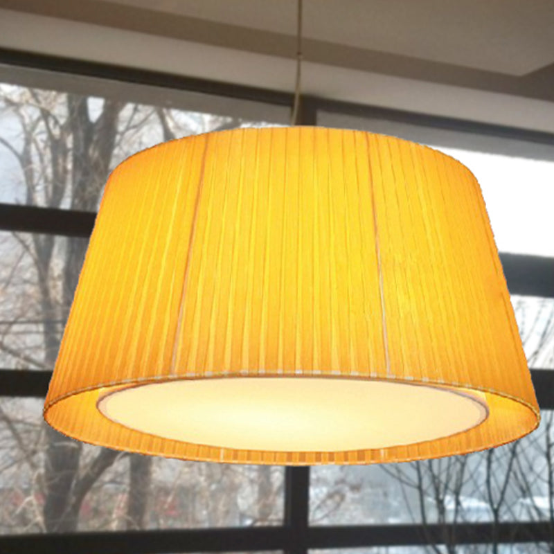 Yellow Dual Frustum Hanging Light Fixture Modernist 1 Head Gathered Fabric Pendant Ceiling Light Yellow Clearhalo 'Ceiling Lights' 'Modern Pendants' 'Modern' 'Pendant Lights' 'Pendants' Lighting' 1459167