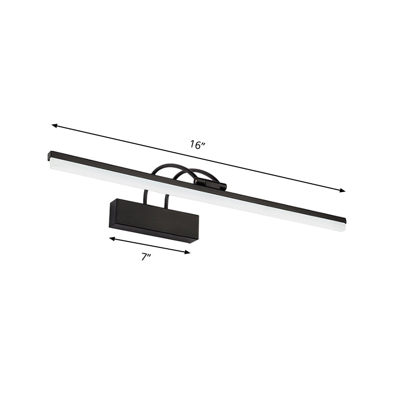 Modernist Slim Acrylic Vanity Lighting Fixture 16"/20" W LED Wall Mount Light in Black for Bathroom, Warm/White Light Clearhalo 'Cast Iron' 'Glass' 'Industrial' 'Modern wall lights' 'Modern' 'Tiffany' 'Traditional wall lights' 'Vanity Lights' 'Wall Lights' Lighting' 145917