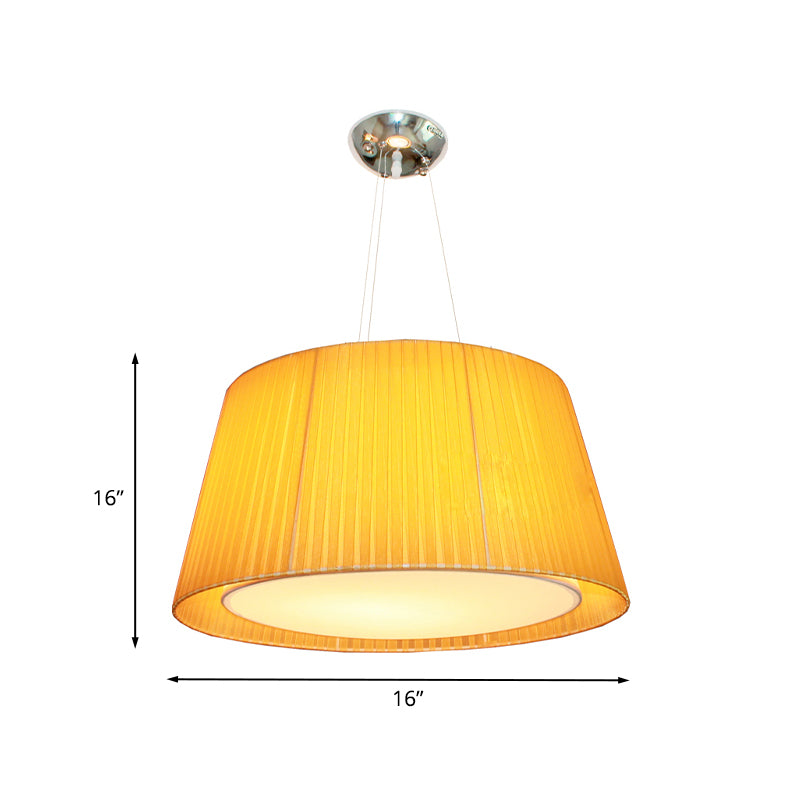 Yellow Dual Frustum Hanging Light Fixture Modernist 1 Head Gathered Fabric Pendant Ceiling Light Clearhalo 'Ceiling Lights' 'Modern Pendants' 'Modern' 'Pendant Lights' 'Pendants' Lighting' 1459171