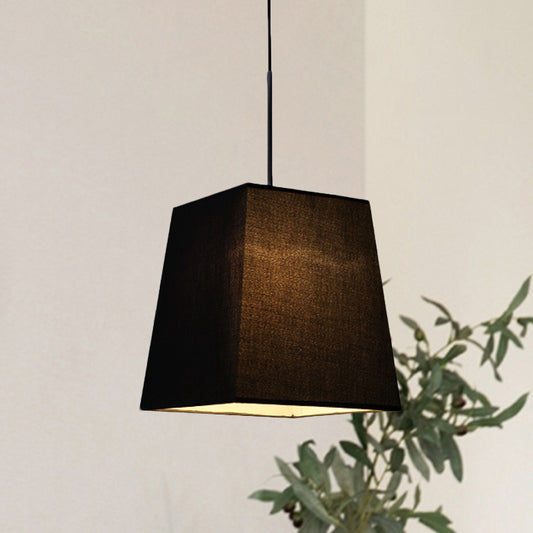 Trapezoidal Mini Pendant Light Simplicity Fabric Single Black Suspension Lamp for Dining Room Black Clearhalo 'Ceiling Lights' 'Modern Pendants' 'Modern' 'Pendant Lights' 'Pendants' Lighting' 1459177