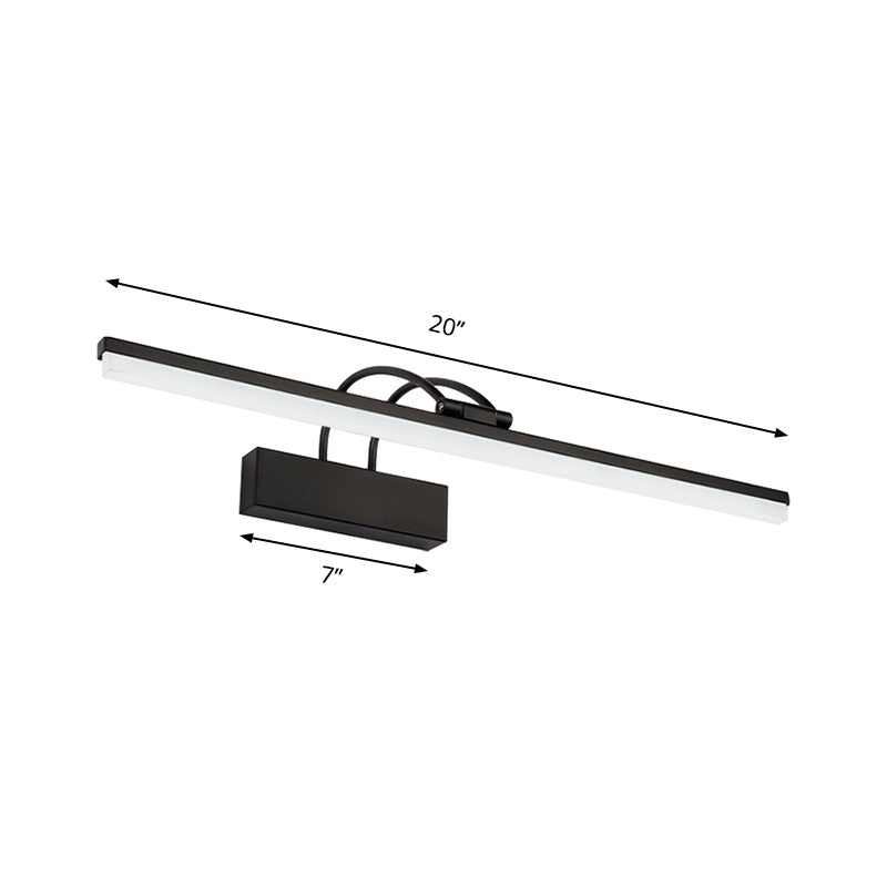 Modernist Slim Acrylic Vanity Lighting Fixture 16"/20" W LED Wall Mount Light in Black for Bathroom, Warm/White Light Clearhalo 'Cast Iron' 'Glass' 'Industrial' 'Modern wall lights' 'Modern' 'Tiffany' 'Traditional wall lights' 'Vanity Lights' 'Wall Lights' Lighting' 145918