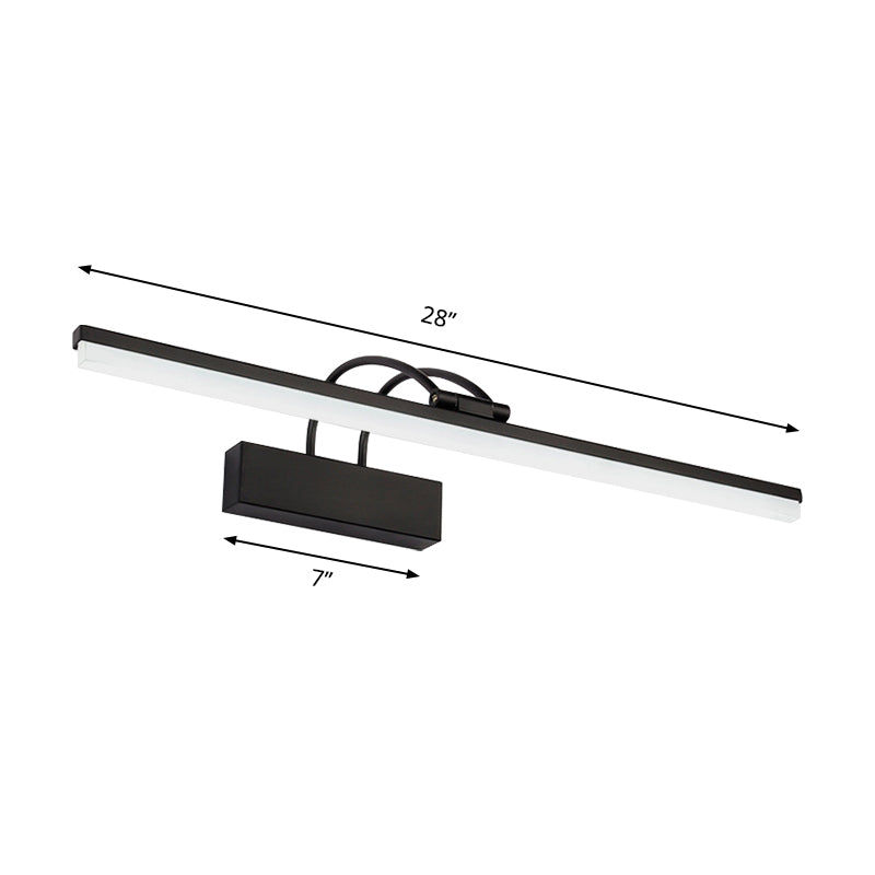 Modernist Slim Acrylic Vanity Lighting Fixture 16"/20" W LED Wall Mount Light in Black for Bathroom, Warm/White Light Clearhalo 'Cast Iron' 'Glass' 'Industrial' 'Modern wall lights' 'Modern' 'Tiffany' 'Traditional wall lights' 'Vanity Lights' 'Wall Lights' Lighting' 145920