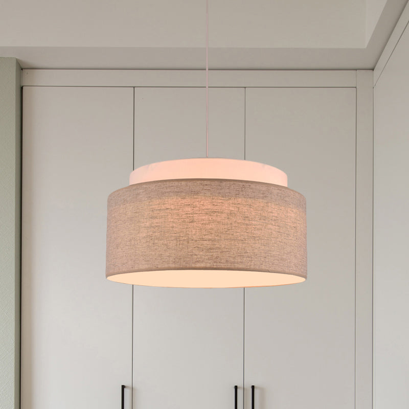 Flaxen Double Circular Chandelier Light Modern 5-Bulb Hand Weaving Fabric Drop Lamp for Hotel Clearhalo 'Ceiling Lights' 'Chandeliers' 'Modern Chandeliers' 'Modern' Lighting' 1459203