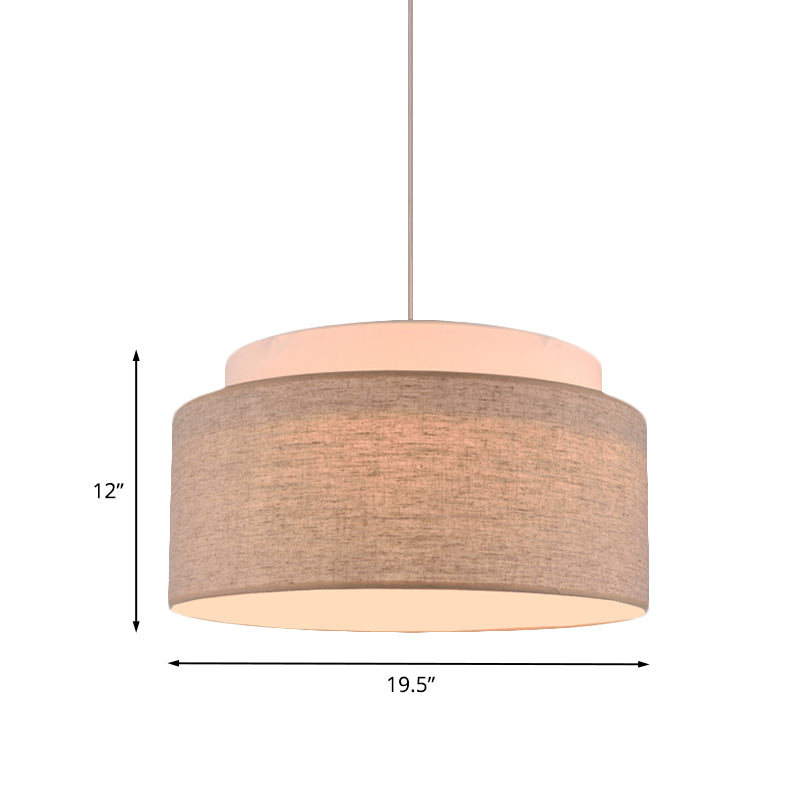 Flaxen Double Circular Chandelier Light Modern 5-Bulb Hand Weaving Fabric Drop Lamp for Hotel Clearhalo 'Ceiling Lights' 'Chandeliers' 'Modern Chandeliers' 'Modern' Lighting' 1459205