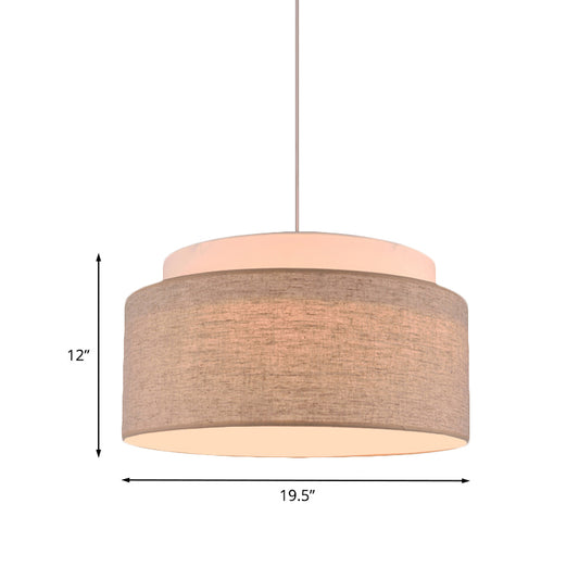 Flaxen Double Circular Chandelier Light Modern 5-Bulb Hand Weaving Fabric Drop Lamp for Hotel Clearhalo 'Ceiling Lights' 'Chandeliers' 'Modern Chandeliers' 'Modern' Lighting' 1459205