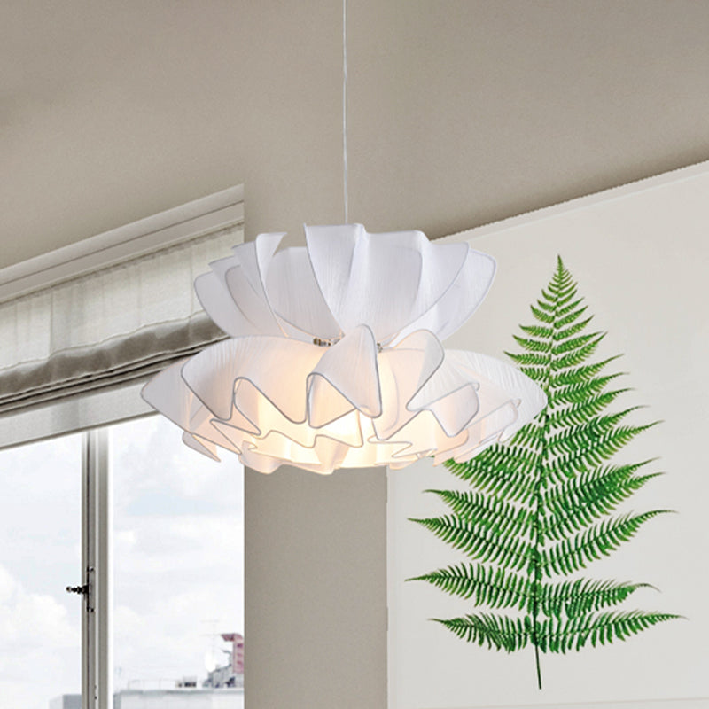 2-Tier Frill Restaurant Ceiling Pendant Fabric Single Modernist Hanging Lamp Kit in White Clearhalo 'Ceiling Lights' 'Modern Pendants' 'Modern' 'Pendant Lights' 'Pendants' Lighting' 1459246