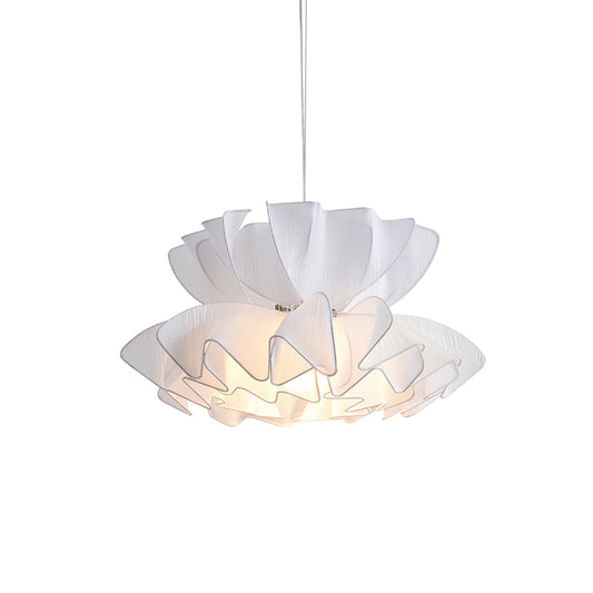 2-Tier Frill Restaurant Ceiling Pendant Fabric Single Modernist Hanging Lamp Kit in White Clearhalo 'Ceiling Lights' 'Modern Pendants' 'Modern' 'Pendant Lights' 'Pendants' Lighting' 1459247