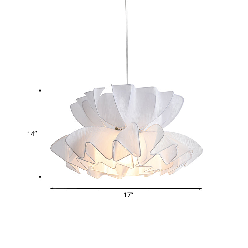 2-Tier Frill Restaurant Ceiling Pendant Fabric Single Modernist Hanging Lamp Kit in White Clearhalo 'Ceiling Lights' 'Modern Pendants' 'Modern' 'Pendant Lights' 'Pendants' Lighting' 1459248