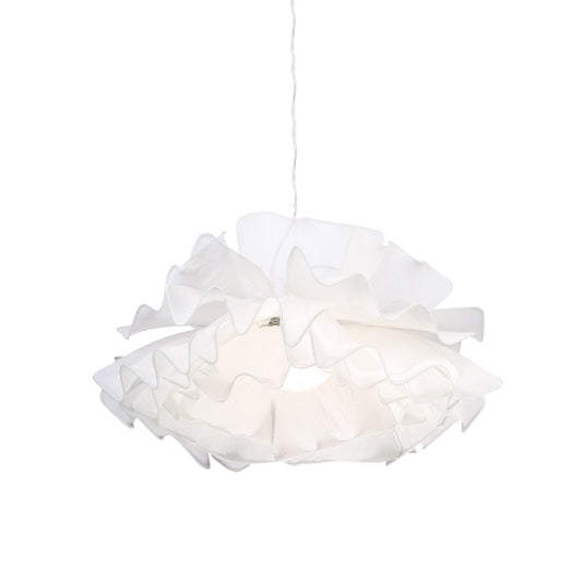 Modern Stylish 1 Head Drop Pendant White/Navy Blue Hand Woven Layered Ruffle Hanging Light Fixture with Fabric Shade Clearhalo 'Ceiling Lights' 'Modern Pendants' 'Modern' 'Pendant Lights' 'Pendants' Lighting' 1459257