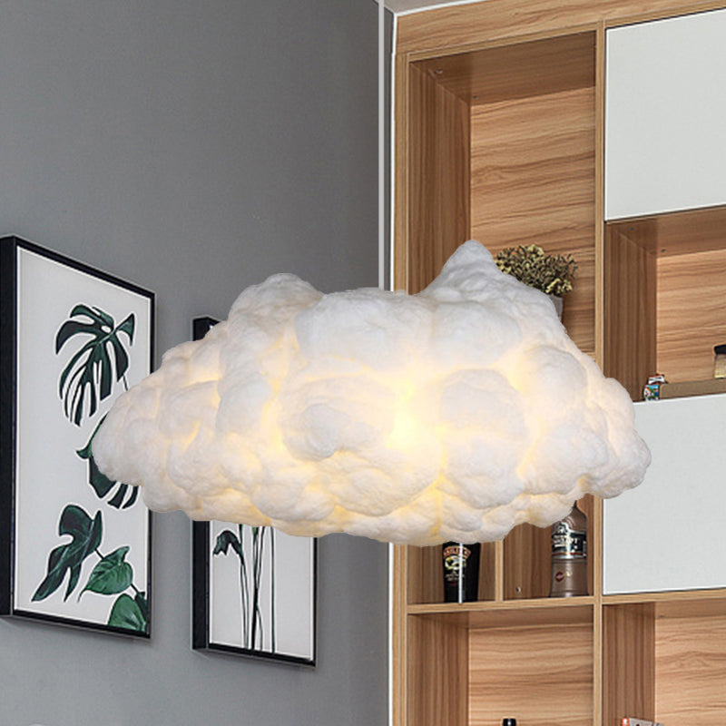 Cloudy Art Silk Chandelier Lamp Modern Stylish 3 Bulbs White Pendant Ceiling Light White Clearhalo 'Ceiling Lights' 'Chandeliers' 'Modern Chandeliers' 'Modern' Lighting' 1459263