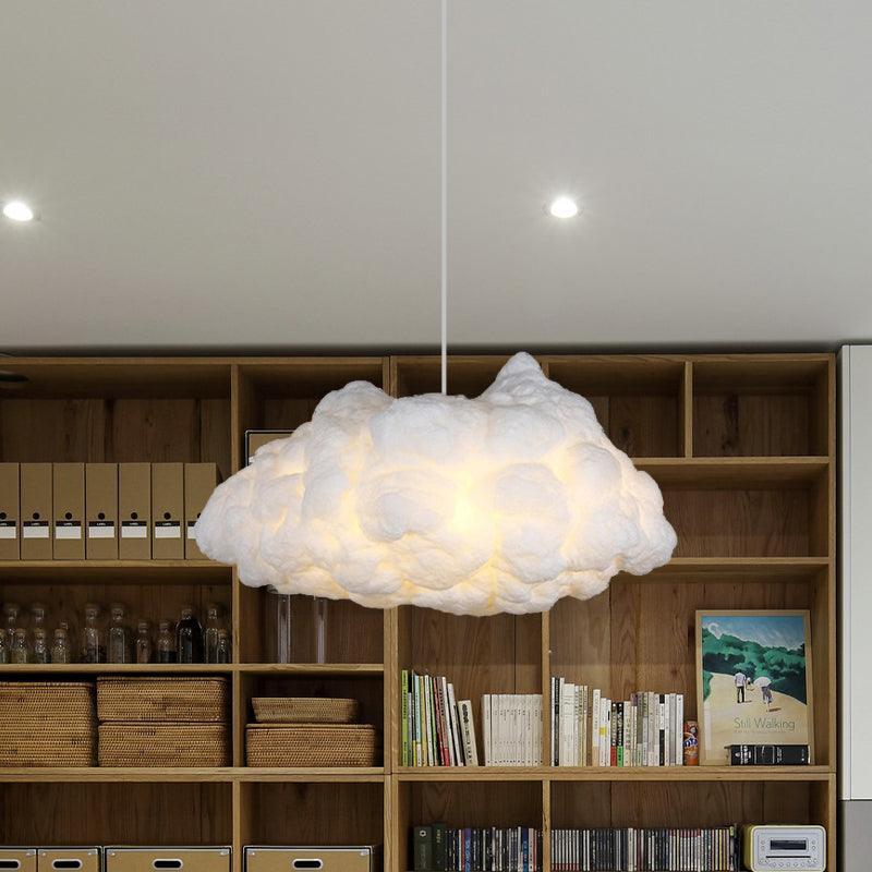 Cloudy Art Silk Chandelier Lamp Modern Stylish 3 Bulbs White Pendant Ceiling Light Clearhalo 'Ceiling Lights' 'Chandeliers' 'Modern Chandeliers' 'Modern' Lighting' 1459264