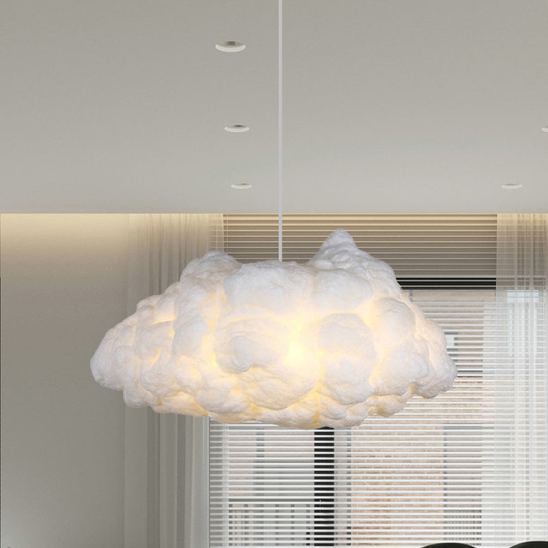 Cloudy Art Silk Chandelier Lamp Modern Stylish 3 Bulbs White Pendant Ceiling Light Clearhalo 'Ceiling Lights' 'Chandeliers' 'Modern Chandeliers' 'Modern' Lighting' 1459265