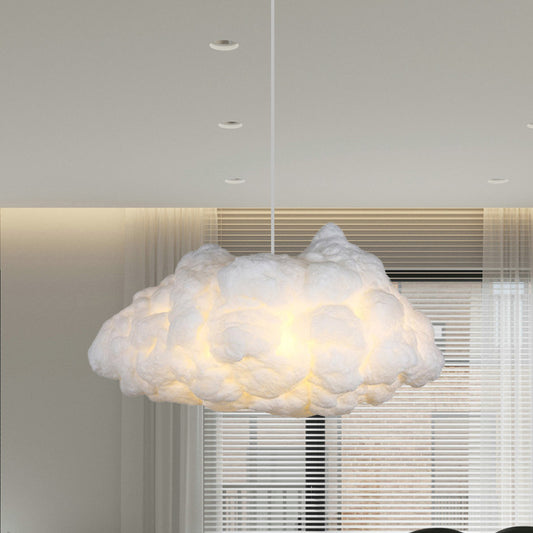 Cloudy Art Silk Chandelier Lamp Modern Stylish 3 Bulbs White Pendant Ceiling Light Clearhalo 'Ceiling Lights' 'Chandeliers' 'Modern Chandeliers' 'Modern' Lighting' 1459265