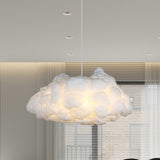 Cloudy Art Silk Chandelier Lamp Modern Stylish 3 Bulbs White Pendant Ceiling Light Clearhalo 'Ceiling Lights' 'Chandeliers' 'Modern Chandeliers' 'Modern' Lighting' 1459265