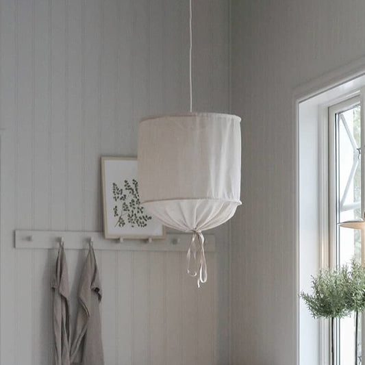 Hand-Worked Barrel Fabric Pendant Lamp Modern 1-Light Flaxen Hanging Ceiling Light with Pull String Clearhalo 'Ceiling Lights' 'Modern Pendants' 'Modern' 'Pendant Lights' 'Pendants' Lighting' 1459274