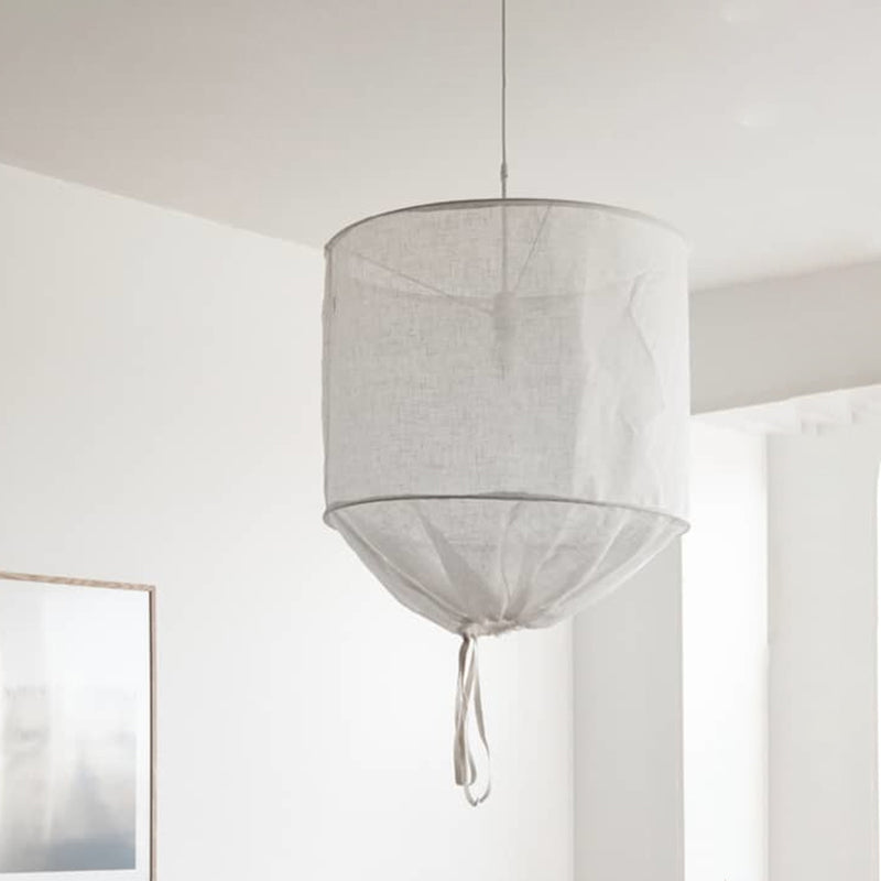 Hand-Worked Barrel Fabric Pendant Lamp Modern 1-Light Flaxen Hanging Ceiling Light with Pull String Clearhalo 'Ceiling Lights' 'Modern Pendants' 'Modern' 'Pendant Lights' 'Pendants' Lighting' 1459275