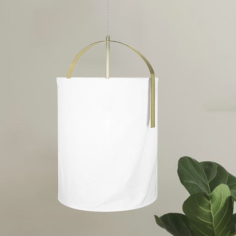 Black/Gold-White Pail Drop Lamp Simplicity 1 Head Fabric Pendant Light Fixture for Bedroom Gold Clearhalo 'Ceiling Lights' 'Modern Pendants' 'Modern' 'Pendant Lights' 'Pendants' Lighting' 1459278