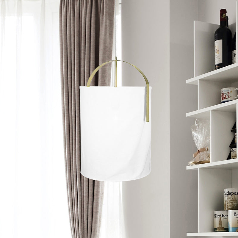 Black/Gold-White Pail Drop Lamp Simplicity 1 Head Fabric Pendant Light Fixture for Bedroom Clearhalo 'Ceiling Lights' 'Modern Pendants' 'Modern' 'Pendant Lights' 'Pendants' Lighting' 1459279