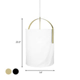 Black/Gold-White Pail Drop Lamp Simplicity 1 Head Fabric Pendant Light Fixture for Bedroom Clearhalo 'Ceiling Lights' 'Modern Pendants' 'Modern' 'Pendant Lights' 'Pendants' Lighting' 1459282