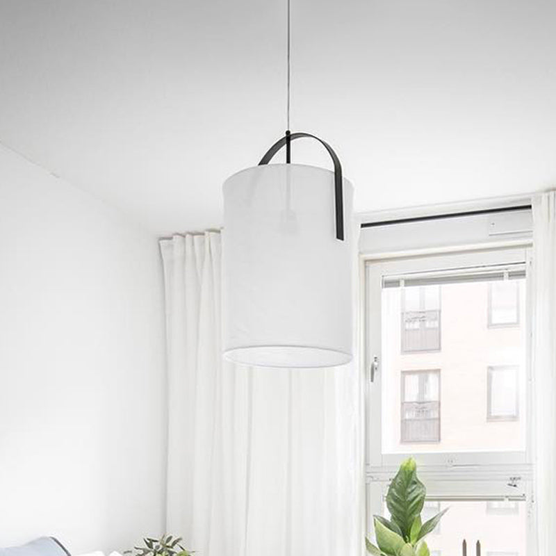 Black/Gold-White Pail Drop Lamp Simplicity 1 Head Fabric Pendant Light Fixture for Bedroom Clearhalo 'Ceiling Lights' 'Modern Pendants' 'Modern' 'Pendant Lights' 'Pendants' Lighting' 1459284