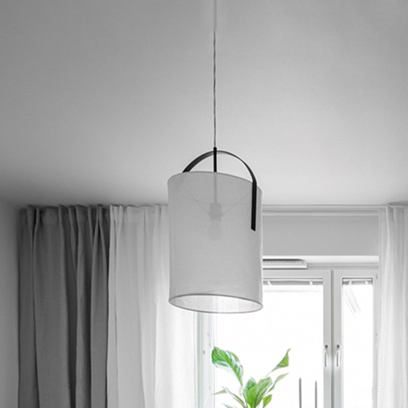 Black/Gold-White Pail Drop Lamp Simplicity 1 Head Fabric Pendant Light Fixture for Bedroom Clearhalo 'Ceiling Lights' 'Modern Pendants' 'Modern' 'Pendant Lights' 'Pendants' Lighting' 1459285