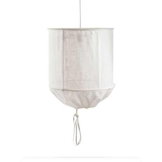 Cylindrical Down Lighting Pendant Minimalist Fabric 1-Light White/Flaxen Ceiling Lamp with Fastener Clearhalo 'Ceiling Lights' 'Modern Pendants' 'Modern' 'Pendant Lights' 'Pendants' Lighting' 1459295