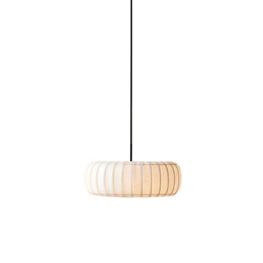 Fabric Ribbed Wheel Hanging Light Simple 3 Bulbs White Pendant Chandelier over Table Clearhalo 'Ceiling Lights' 'Chandeliers' 'Modern Chandeliers' 'Modern' Lighting' 1459299