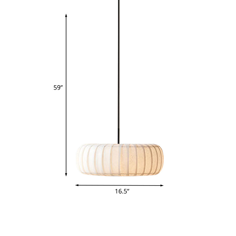 Fabric Ribbed Wheel Hanging Light Simple 3 Bulbs White Pendant Chandelier over Table Clearhalo 'Ceiling Lights' 'Chandeliers' 'Modern Chandeliers' 'Modern' Lighting' 1459300