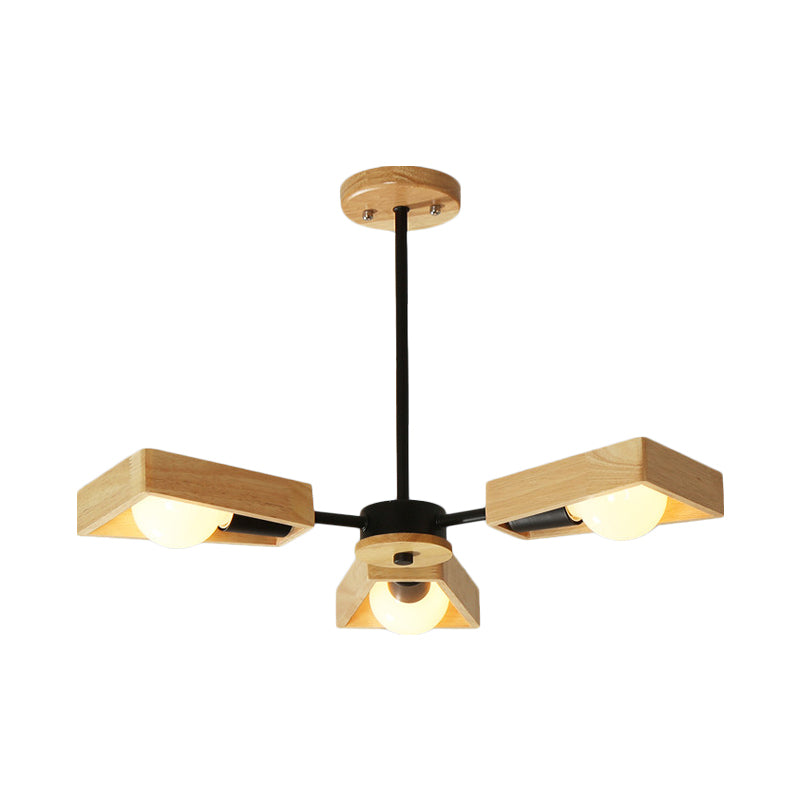 Black/White Burst Flush Mount Chandelier Modern 3/5 Bulbs Wood Semi Flush Ceiling Light with Swivelable Frame Clearhalo 'Ceiling Lights' 'Close To Ceiling Lights' 'Close to ceiling' 'Semi-flushmount' Lighting' 1459377