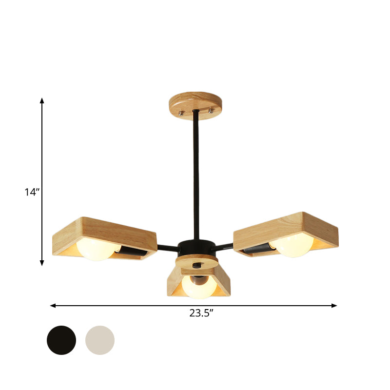 Black/White Burst Flush Mount Chandelier Modern 3/5 Bulbs Wood Semi Flush Ceiling Light with Swivelable Frame Clearhalo 'Ceiling Lights' 'Close To Ceiling Lights' 'Close to ceiling' 'Semi-flushmount' Lighting' 1459378