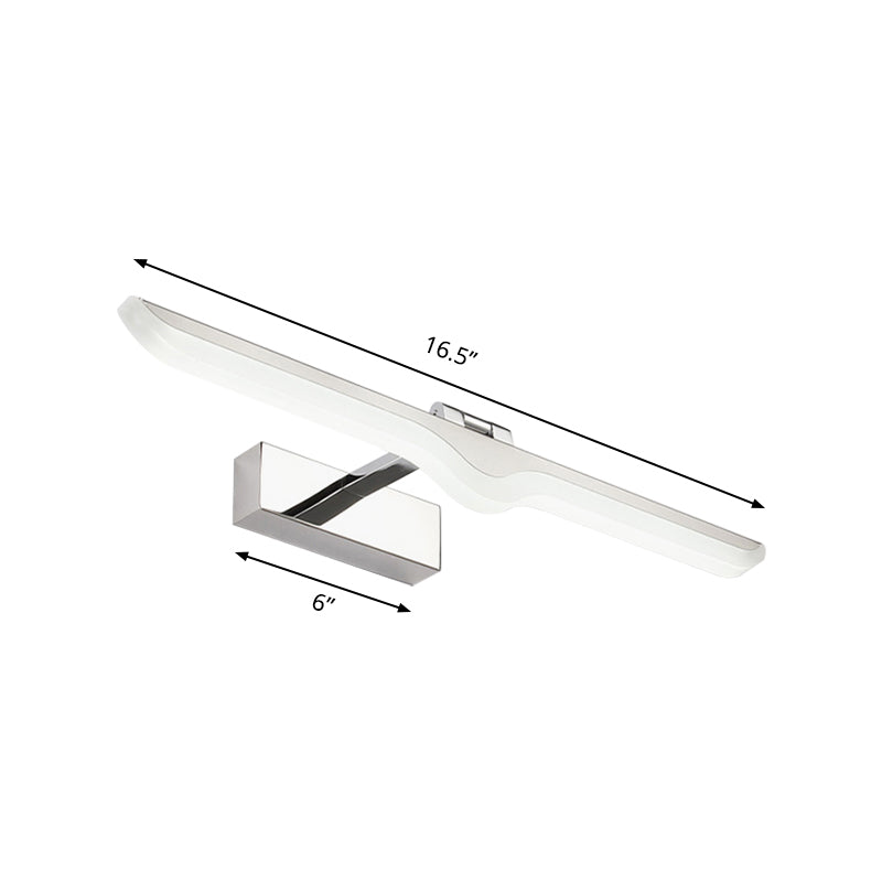 Linear Acrylic Vanity Light Fixture Modern Style 16.5"/20.5" W LED Nickel Finish Wall Sconce Lamp in Warm/White Light Clearhalo 'Cast Iron' 'Glass' 'Industrial' 'Modern wall lights' 'Modern' 'Tiffany' 'Traditional wall lights' 'Vanity Lights' 'Wall Lights' Lighting' 145939