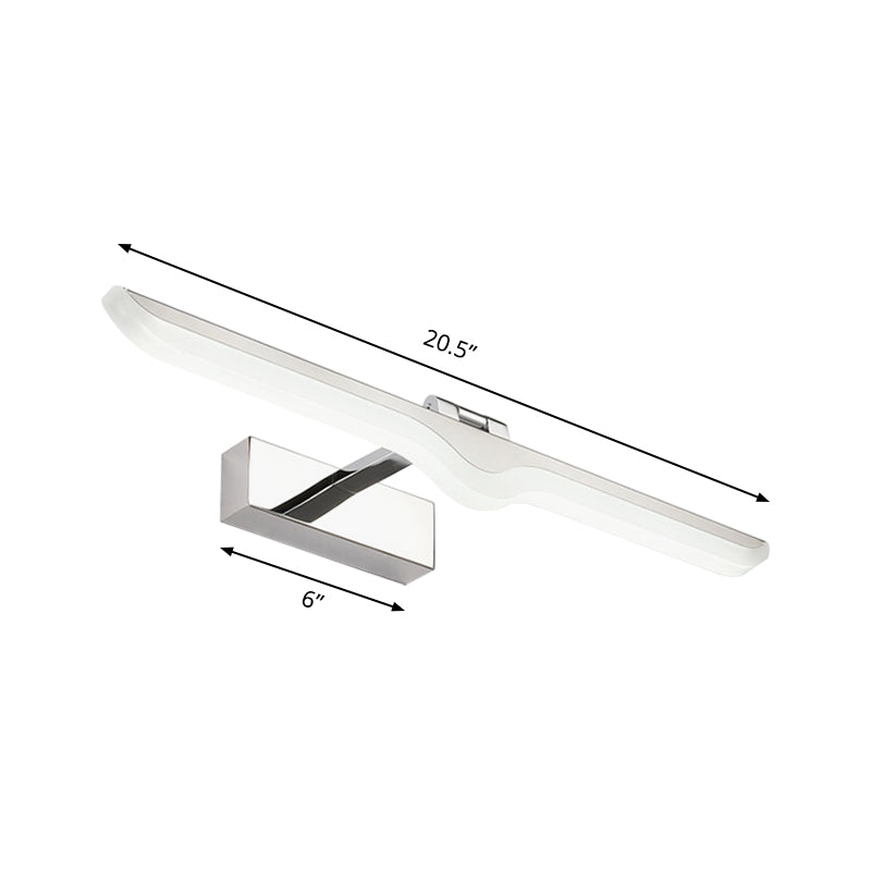 Linear Acrylic Vanity Light Fixture Modern Style 16.5"/20.5" W LED Nickel Finish Wall Sconce Lamp in Warm/White Light Clearhalo 'Cast Iron' 'Glass' 'Industrial' 'Modern wall lights' 'Modern' 'Tiffany' 'Traditional wall lights' 'Vanity Lights' 'Wall Lights' Lighting' 145940