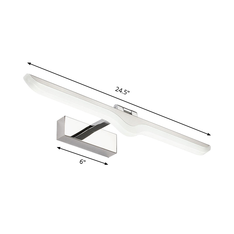 Linear Acrylic Vanity Light Fixture Modern Style 16.5"/20.5" W LED Nickel Finish Wall Sconce Lamp in Warm/White Light Clearhalo 'Cast Iron' 'Glass' 'Industrial' 'Modern wall lights' 'Modern' 'Tiffany' 'Traditional wall lights' 'Vanity Lights' 'Wall Lights' Lighting' 145941