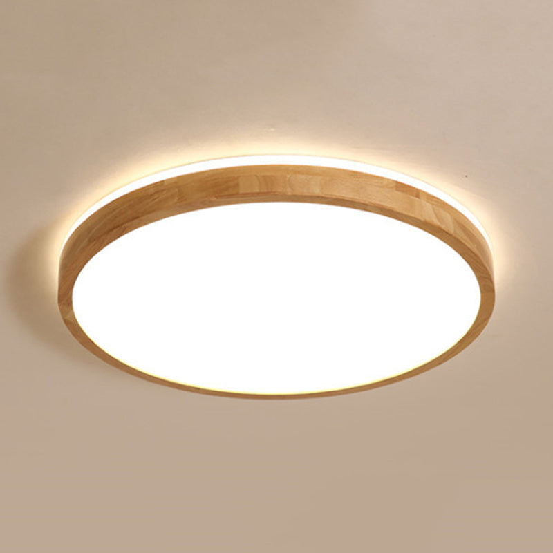 Nordic LED Flush Mount Recessed Lighting Wood Circle Ceiling Lamp with Acrylic Shade in Warm/White Light, 12"/16" Width Clearhalo 'Ceiling Lights' 'Close To Ceiling Lights' 'Close to ceiling' 'Flush mount' Lighting' 1459418