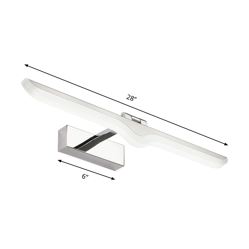 Linear Acrylic Vanity Light Fixture Modern Style 16.5"/20.5" W LED Nickel Finish Wall Sconce Lamp in Warm/White Light Clearhalo 'Cast Iron' 'Glass' 'Industrial' 'Modern wall lights' 'Modern' 'Tiffany' 'Traditional wall lights' 'Vanity Lights' 'Wall Lights' Lighting' 145942