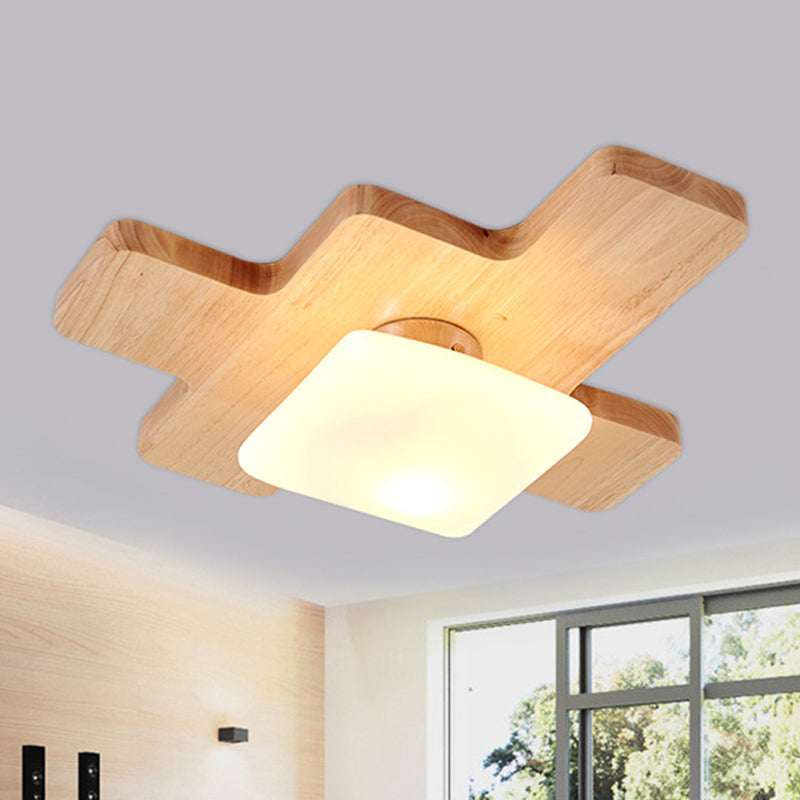 Jigsaw Puzzle Ceiling Flush Mount Nordic Creative Wood Family Room LED Flush Light with Acrylic Shade Wood Clearhalo 'Ceiling Lights' 'Close To Ceiling Lights' 'Close to ceiling' 'Flush mount' Lighting' 1459453