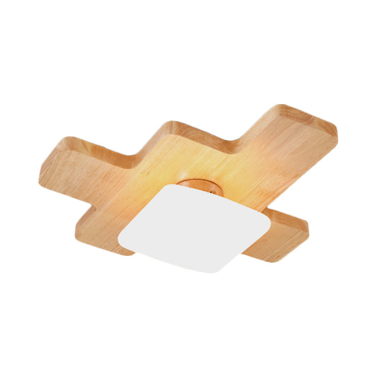 Jigsaw Puzzle Ceiling Flush Mount Nordic Creative Wood Family Room LED Flush Light with Acrylic Shade Clearhalo 'Ceiling Lights' 'Close To Ceiling Lights' 'Close to ceiling' 'Flush mount' Lighting' 1459456