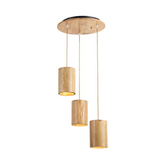 Column Multi-Pendant Cottage Wood 3 Heads Dining Table Suspension Lighting with Height Adjustable Design Clearhalo 'Ceiling Lights' 'Modern Pendants' 'Modern' 'Pendant Lights' 'Pendants' Lighting' 1459545