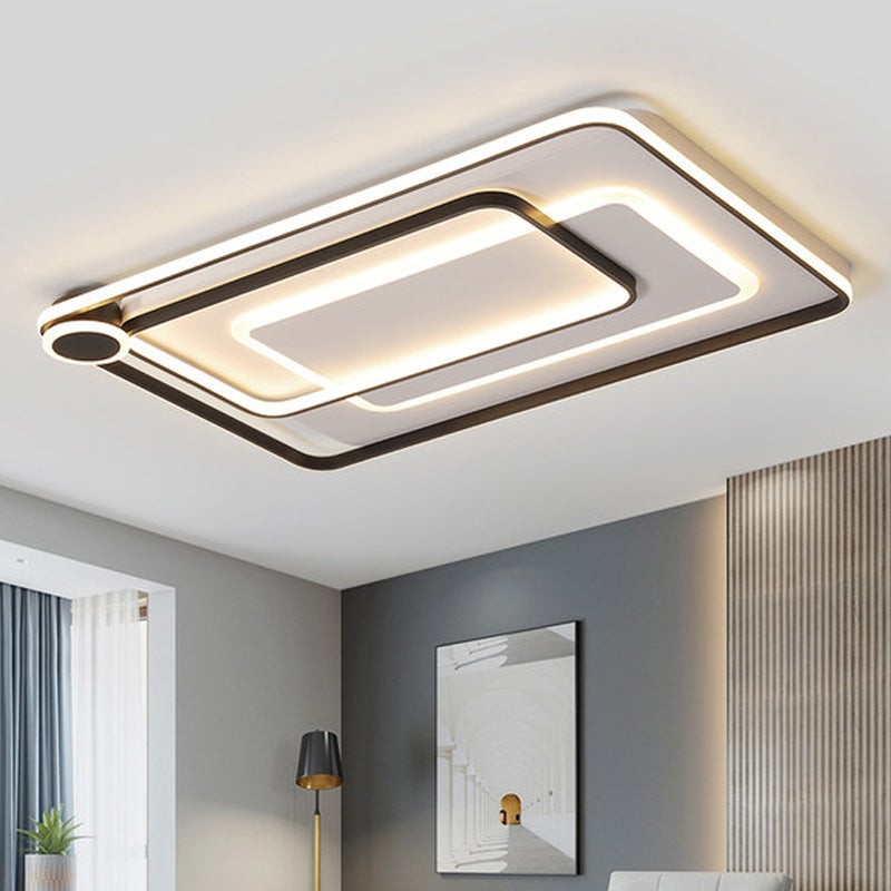 Rectangular Stacking Parlor Flush Light Acrylic Modern Stylish LED Ceiling Mounted Fixture in Black, Warm/White Light Clearhalo 'Ceiling Lights' 'Close To Ceiling Lights' 'Close to ceiling' 'Flush mount' Lighting' 1459582