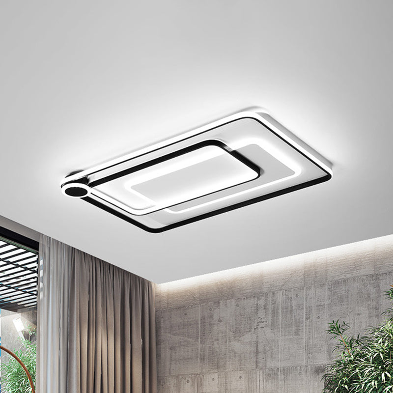 Rectangular Stacking Parlor Flush Light Acrylic Modern Stylish LED Ceiling Mounted Fixture in Black, Warm/White Light Black Clearhalo 'Ceiling Lights' 'Close To Ceiling Lights' 'Close to ceiling' 'Flush mount' Lighting' 1459583