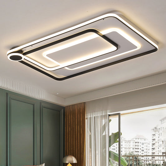 Rectangular Stacking Parlor Flush Light Acrylic Modern Stylish LED Ceiling Mounted Fixture in Black, Warm/White Light Clearhalo 'Ceiling Lights' 'Close To Ceiling Lights' 'Close to ceiling' 'Flush mount' Lighting' 1459584