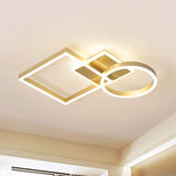 Modern Creative LED Ceiling Lamp Aluminum Golden/Coffee Geometric Framework Flush Mount Light in Warm/White Light, 20.5"/34" L Clearhalo 'Ceiling Lights' 'Close To Ceiling Lights' 'Close to ceiling' 'Flush mount' Lighting' 1459603